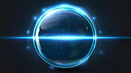 Protection sphere shield with hexagon pattern on blue background. Glass Dome shield. Glowing bubble shield in the form of a force energy field. Protection and safety concept. Vector illustration.