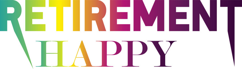 3d text, Happy Retirement, hand drawn calligraphy lettering design. Modern handwritten brush text