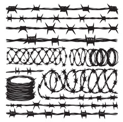 Barber Wire set isolated white background.  Vector illustration can used web design