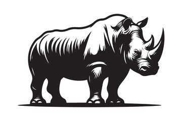 Obraz premium rhino silhouette vector illustration - Generative AI