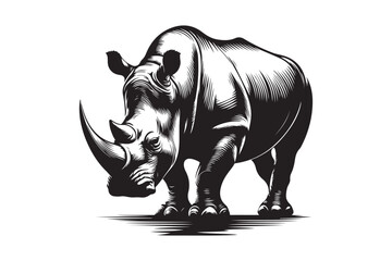 Fototapeta premium rhino silhouette vector illustration - Generative AI