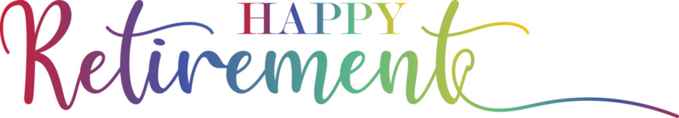 3d text, Happy Retirement, hand drawn calligraphy lettering design. Modern handwritten brush text