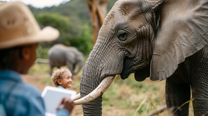 Fototapeta premium elephant and baby
