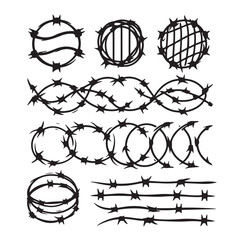 Barber Wire set isolated white background.  Vector illustration can used web design