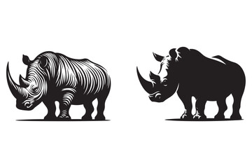 Fototapeta premium rhino silhouette vector illustration - Generative AI