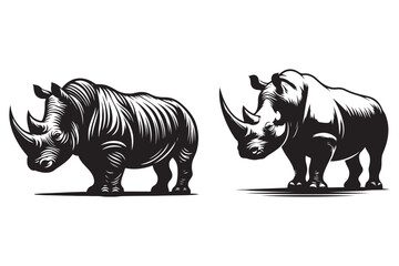 Obraz premium rhino silhouette vector illustration - Generative AI