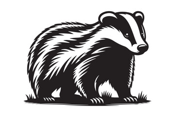 badger animal silhouette vector illustration - Generative AI