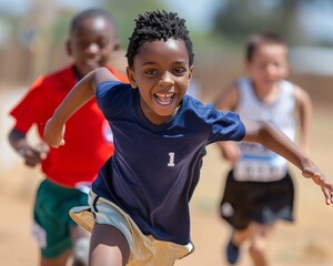 Fototapeta premium A_boy_in_a_track_uniform_sprinting