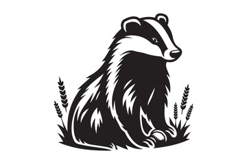 Fototapeta premium badger animal silhouette vector illustration - Generative AI