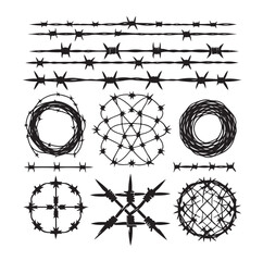 Barber Wire set isolated white background.  Vector illustration can used web design