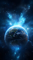 Digital technology universe earth abstract graphic poster background with generative