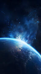 Obraz premium Digital technology universe earth abstract graphic poster background with generative