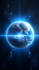 Obraz premium Digital technology universe earth abstract graphic poster background with generative