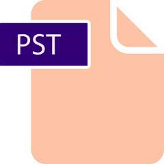 PST File format icon in shapes 2 colors and side contour