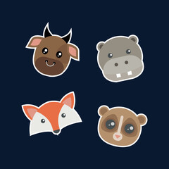 simple vector cartoon animals