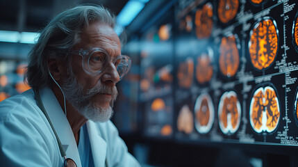 Cutting-edge healthcare technology that analyzes medical images, doctors review detailed reports on state-of-the-art screens, improving patient outcomes.