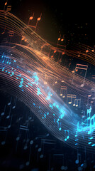 Obraz premium Digital technology music gradient movement note abstract poster background