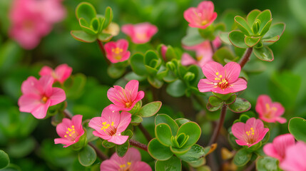 Obraz premium colorful flower in garden for background,Tapak dara close up Tropical flower,Blurred purple flowers with green leaves,Autumn flowers
