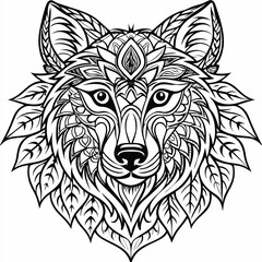 Fototapeta premium animal type mandala wolf illustration for book coloring Print