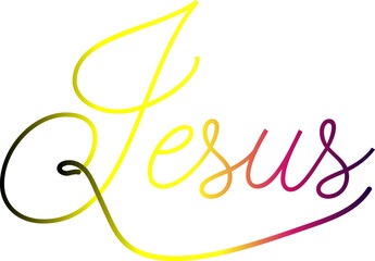 Jesus. Hand-drawn lettering. Christian quote. Solid outlines isolated in white. Black calligraphy. typography design for poster, t-shirt