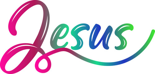 Jesus. Hand-drawn lettering. Christian quote. Solid outlines isolated in white. Black calligraphy. typography design for poster, t-shirt