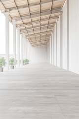 Fototapeta premium Warehouse interiors in neutral tones with copyspace. Commercial Real Estate property image concept.