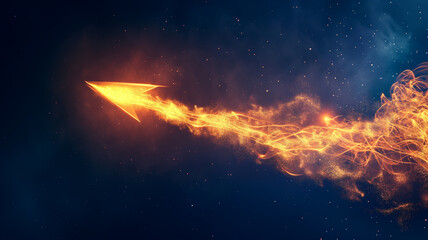 Fototapeta premium Fiery light arrow, fiery light arrow pointing at object, Business concept,Rising stocks and investments