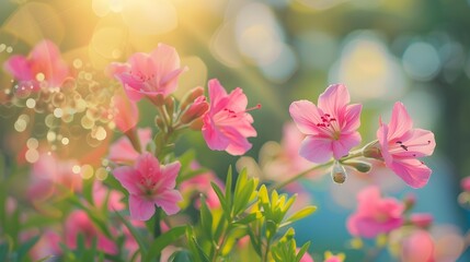 Obraz premium Godetia rosea blooms in the garden its small image