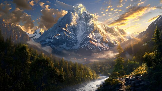 Mount majestic in the national park its peak
