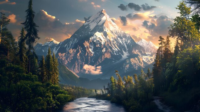 Mount majestic in the national park its peak picture