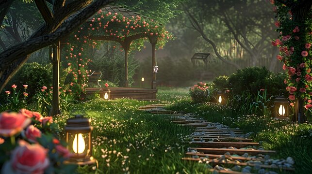 A path made of wooden tiles trampled image