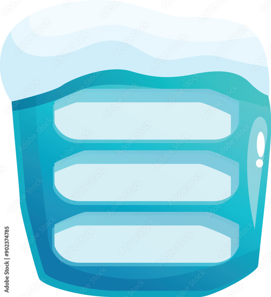 Poster blue server rack covered with snow representing cloud computing and data storage