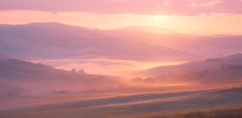 Dawn over the hills as the suns rays