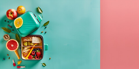 Healthy Lunchbox with Fresh Fruits and Vegetables, Nutritious School Lunch Ideas