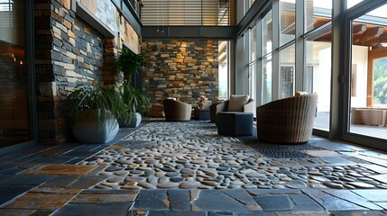 Fototapeta premium Interior multi-colored stones are used in the interior