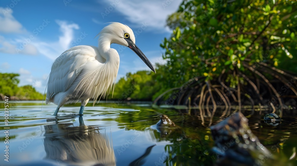 Poster A white loonfish with a long curved beak image