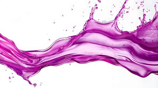 Stream illustration template set of purple grape juice splash modern berry water drop. Isolated realistic blueberry cocktail drink flow wave. Beetroot or blackberry violet sweet juicy stream