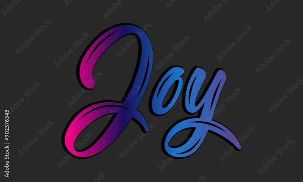 Fototapete 3d joy text vector written with an elegant typography