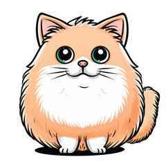 Obraz premium Cute and fluffy cartoon cat with bright eyes, perfect for pet lovers and children's illustrations.