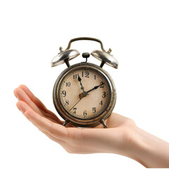 Vintage Alarm Clock in Hand.