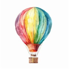 Obraz premium Watercolor painting of a dreamy hot air balloon, on isolated white background, Generative AI