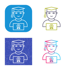 Unique Student Holding Degree Icon Design