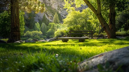 Obraz premium Lawn small at the bottom of a canyon