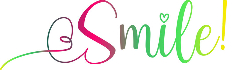 gradient text smile word - continuous one line with word. Minimalistic drawing of phrase illustration