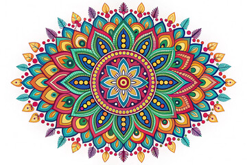 Colorful alpona image silhouette vector style, white background