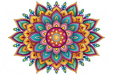 Colorful alpona image silhouette vector style, white background