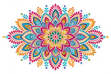 Colorful alpona image silhouette vector style, white background