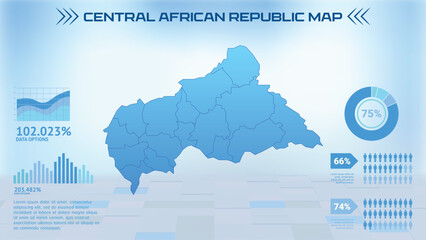 Blue Central African Republic Map with States, Political Central African Republic infographic map vector illustration