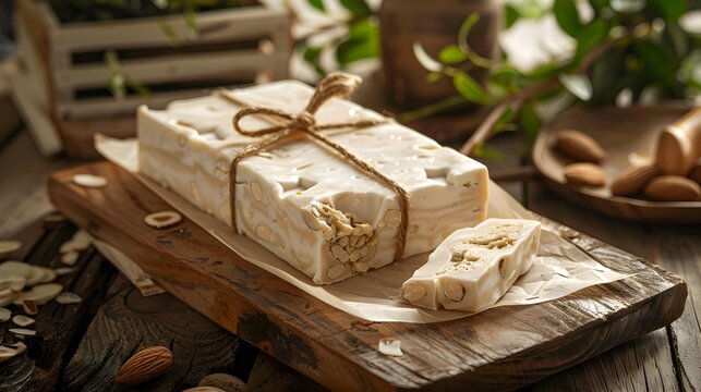 Nougat with almond paste wrapped in parchment img