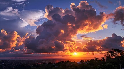 Naklejka premium Clouds painted in the warm shades picture